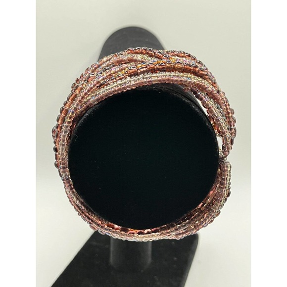 Purple Colorful Beaded Open Cuff Braided Bracelet! - Picture 5 of 7